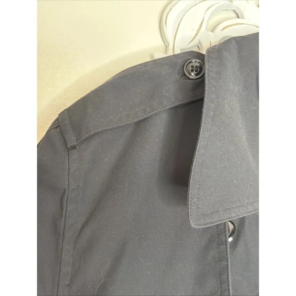 Men's Black Trench Coat 42S Double Breasted Removable Zip Liner All Weather Coat